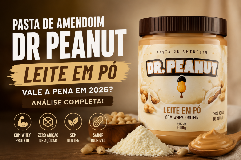 Pasta de Amendoim Dr Peanut sabor leite em pó com whey protein
