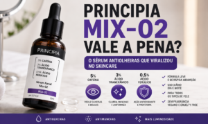 Frasco do s&eacute;rum Principia Mix-02 com Cafe&iacute;na, &Aacute;cido Tranex&acirc;mico e &Aacute;cido Fer&uacute;lico para olheiras, bolsas e manchas na pele